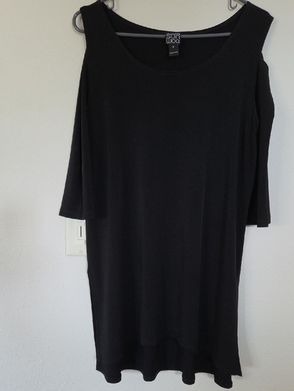 Clara Sun Woo Black Cold-Shoulder Tunic